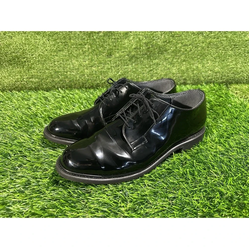 Bates Mens Black Leather Lace Up Round Toe Derby Dress Shoes 12.5 E 00941A